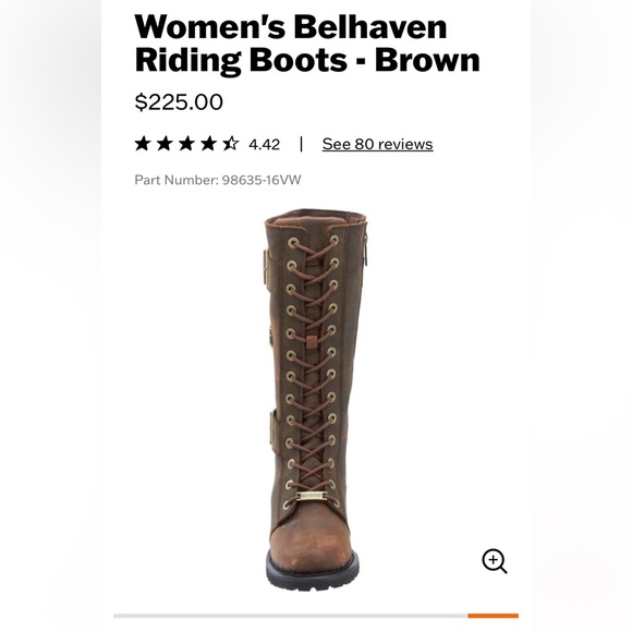 Harley Davidson Belhaven boots Size 7 in brown w/antique gold hardware. - Picture 7 of 12